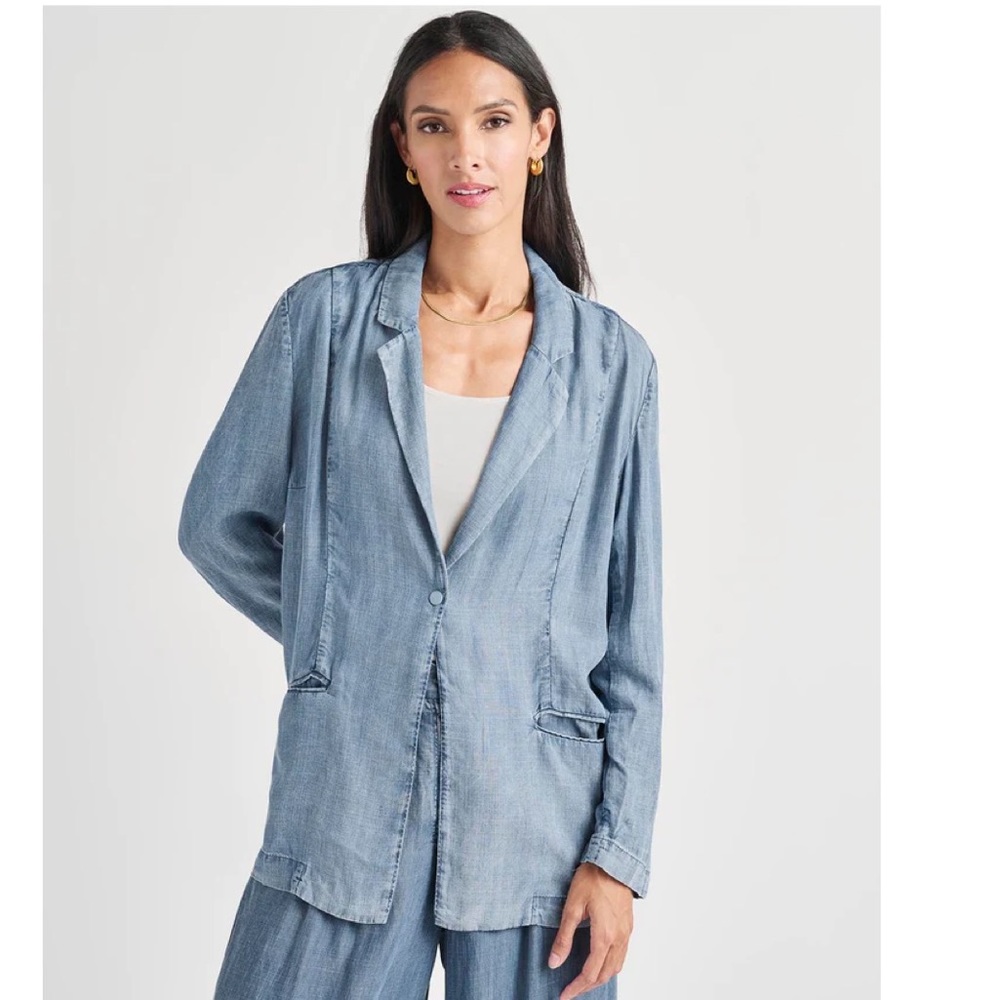 NWT SPLENDID Stella Chambray Blazer XS Oversized